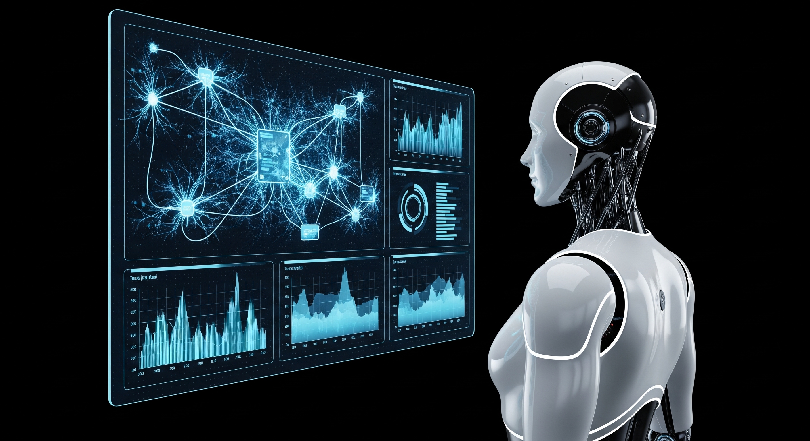 AI & Machine Learning data analysis visuals with neural network overlays
